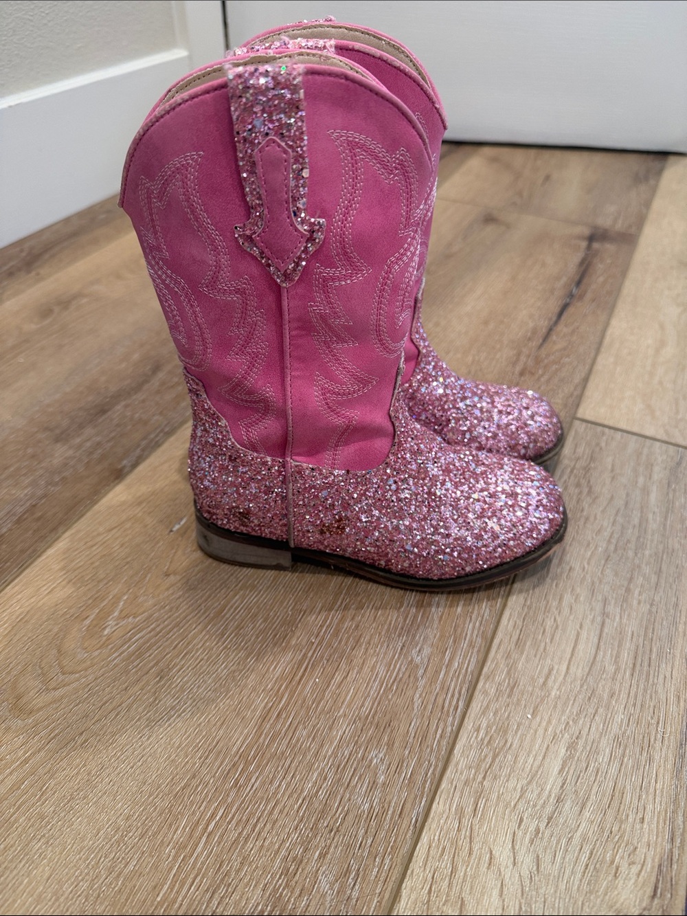 Girls Pink Glitter Cowboy Boots - Sparkle Western Style